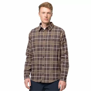 Koszule męskie - Męska koszula flanelowa Jack Wolfskin CABIN VIEW SHIRT M dark oak checks - S - grafika 1