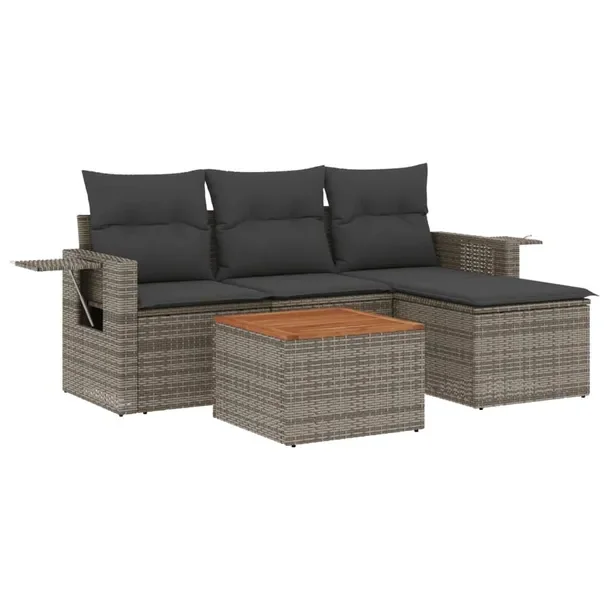 Zestaw mebli ogrodowych modułowych szary rattan PE 55 x 62 x 69 cm