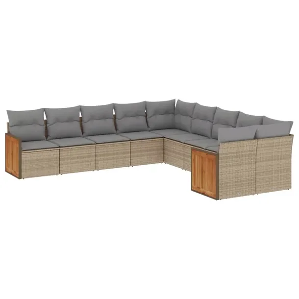 Beżowy zestaw mebli ogrodowych z rattanem PE, modułowy 62x62x69 cm