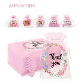 Inne - TEMU 25szt. Siatkowe Torby Organza z Sznurkiem, Woreczki na Biżuterię na Ślub, Boże Narodzenie, Baby Shower - Mieszane Kolory, 3.9"x5.9 - miniaturka - grafika 1