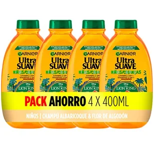 Garnier Ultra miękki, 2 w 1 szampon morelowy i bawełniany kwiat dla dzieci, łatwy do rozplątywania, bez swędzenia oczu, bez ciągnięcia, opakowanie 4 x 400 ml - Kosmetyki kąpielowe dla dzieci - miniaturka - grafika 1