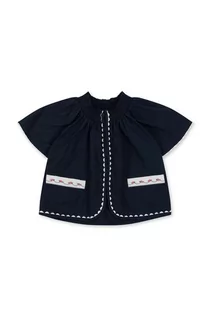 Bluzki dla dziewczynek - Konges Sløjd bluzka bawełniana dziecięca kolor granatowy z aplikacją - grafika 1