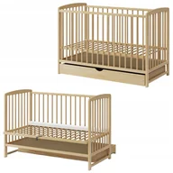 Łóżeczka i kojce - 2w1 łóżeczko dostawne Andrzej szuflada Sosna 120x60(67) dziecięce - miniaturka - grafika 1
