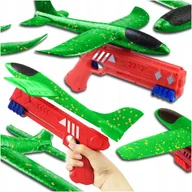 Zabawki zdalnie sterowane - PISTOLET WYRZUTNIA SAMOLOTÓW ZABAWKA SAMOLOT 5M ZASIĘG ZIELONY - miniaturka - grafika 1
