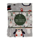 Koce - Koc 150x200 Winter fun szary świąteczny bałwanki - miniaturka - grafika 1