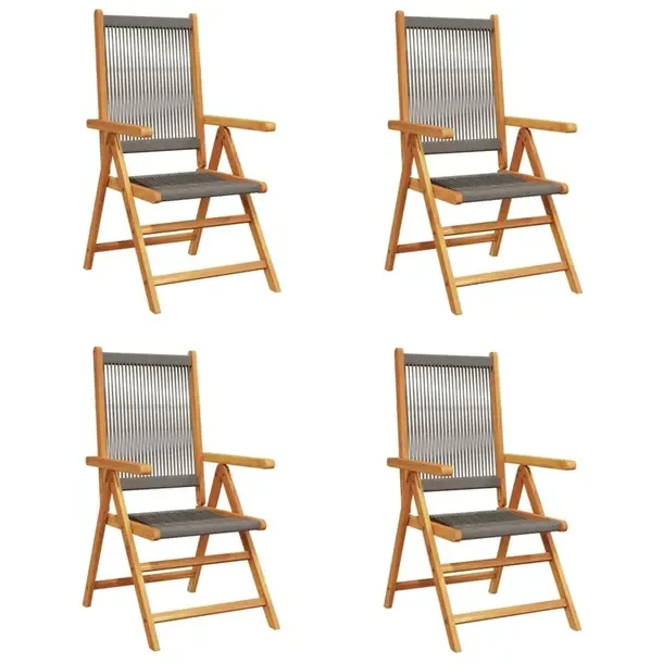 Rozkładane krzesło ogrodowe szare z litego drewna akacjowego 57 x 70 x 85