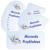 Szkolne artykuły papiernicze - Etykiety naklejki, zestaw naklejek, imienne, imię nazwisko, dla dziecka chłopca, do szkoły przedszkola, na zeszyt, przybory, wodoodporne, HELIKOPTER.. - miniaturka - grafika 1
