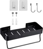 Półki łazienkowe - SHOPUJ.PL PÓŁKA ŁAZIENKOWA METALOWA CZARNA PROSTOKĄTNA - miniaturka - grafika 1