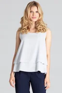 Bluzki damskie - Dwuwarstwowa BLUZKA damska elegancka szara S - miniaturka - grafika 1