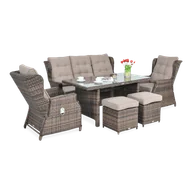 Meble ogrodowe - Meble technorattanowe BALTIMORE DINING + PUFY Brown - miniaturka - grafika 1