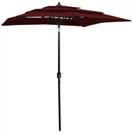 Parasole ogrodowe - vidaXL 3-poziomowy parasol na aluminiowym słupku, bordowy, 2x2 m 313848 - miniaturka - grafika 1