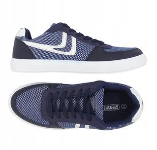 Buty Sportowe Trampki Męskie Damskie Biała Podeszwa Granatowe Sneakersy - Buty sportowe męskie - miniaturka - grafika 1