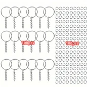 Inne - TEMU 200 szt. DIY Metalowe Breloczki z Pierścieniem Rozdzielającym, Srebrne i Złote Wisiorki, Uchwyty do Kluczy DIY, Tworzenie Biżuterii - miniaturka - grafika 1