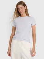 Koszulki i topy damskie - 4F T-shirt slim gładki damski - szary XXL - miniaturka - grafika 1