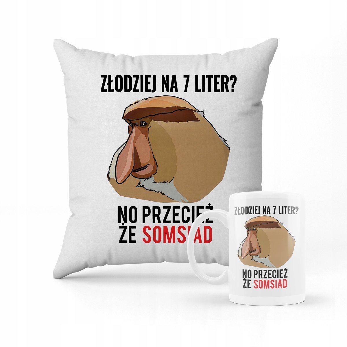ZESTAW PODUSZKA + kubek Prezent dla sąsiada + IMIĘ
