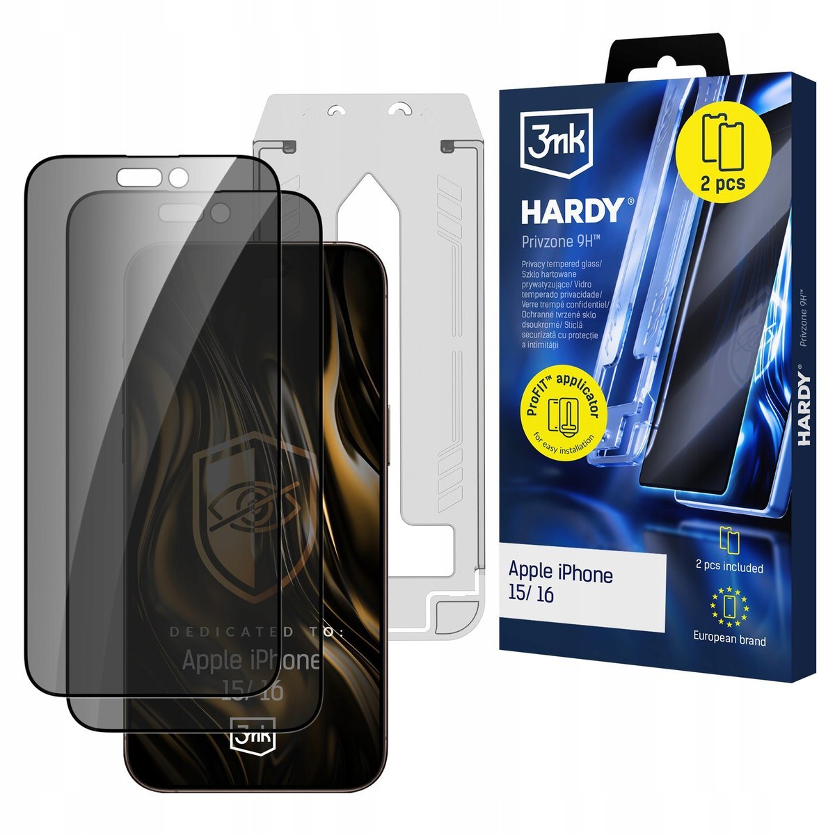 Szkło hartowane prywatyzujące 3mk Hardy Privzone 9H do Apple iPhone 15/16
