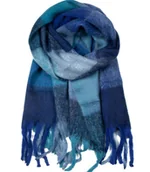 Apaszki i szaliki damskie - Ciepły szal szalik krata kratka puchata dzianina - miniaturka - grafika 1