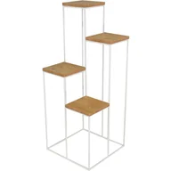 Kwietniki - Stojak na kwiaty z metalowym stelażem biały + dąb lancelot A1-G25 - miniaturka - grafika 1