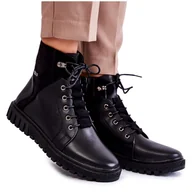 Botki damskie - Sergio Leone Damskie Botki Na Platformie Czarne Kristin - miniaturka - grafika 1