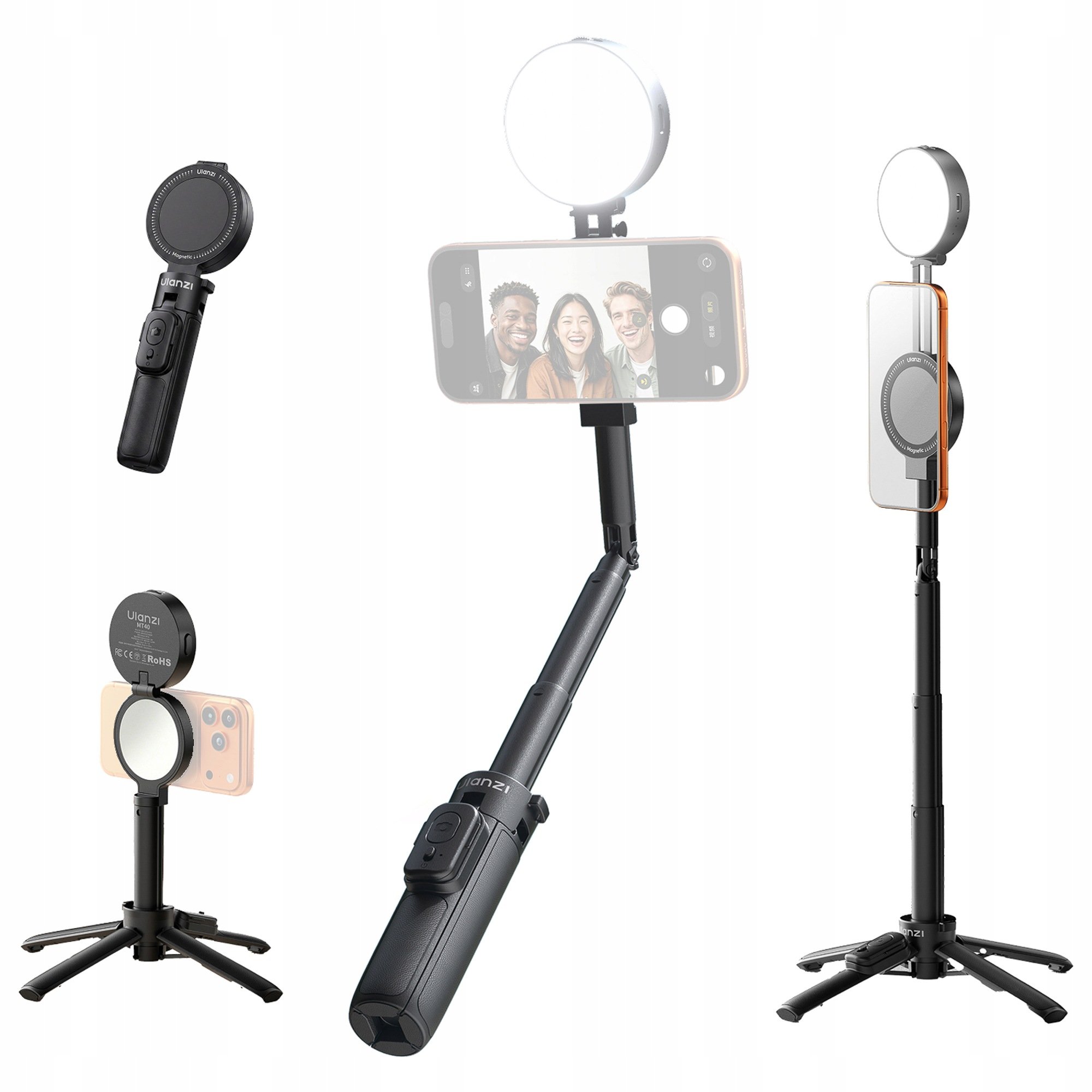 Selfie stick Ulanzi Selfie stick Ulanzi MT40 z lampą LED - WB 2500 K - 8500 K