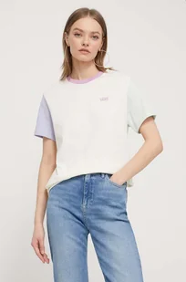 Vans t-shirt bawełniany damski kolor beżowy - Koszulki sportowe damskie - miniaturka - grafika 1