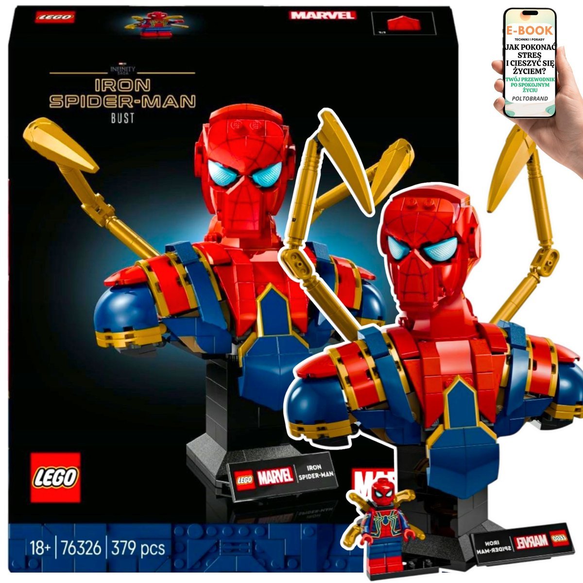 LEGO IRON SPIDER-MAN Ekskluzywne POPIERSIE z minifigurką Idealna dekoracja LEGO (76326) Lego Prezent Dla Niego Mężczyzny + EBOOK-1
