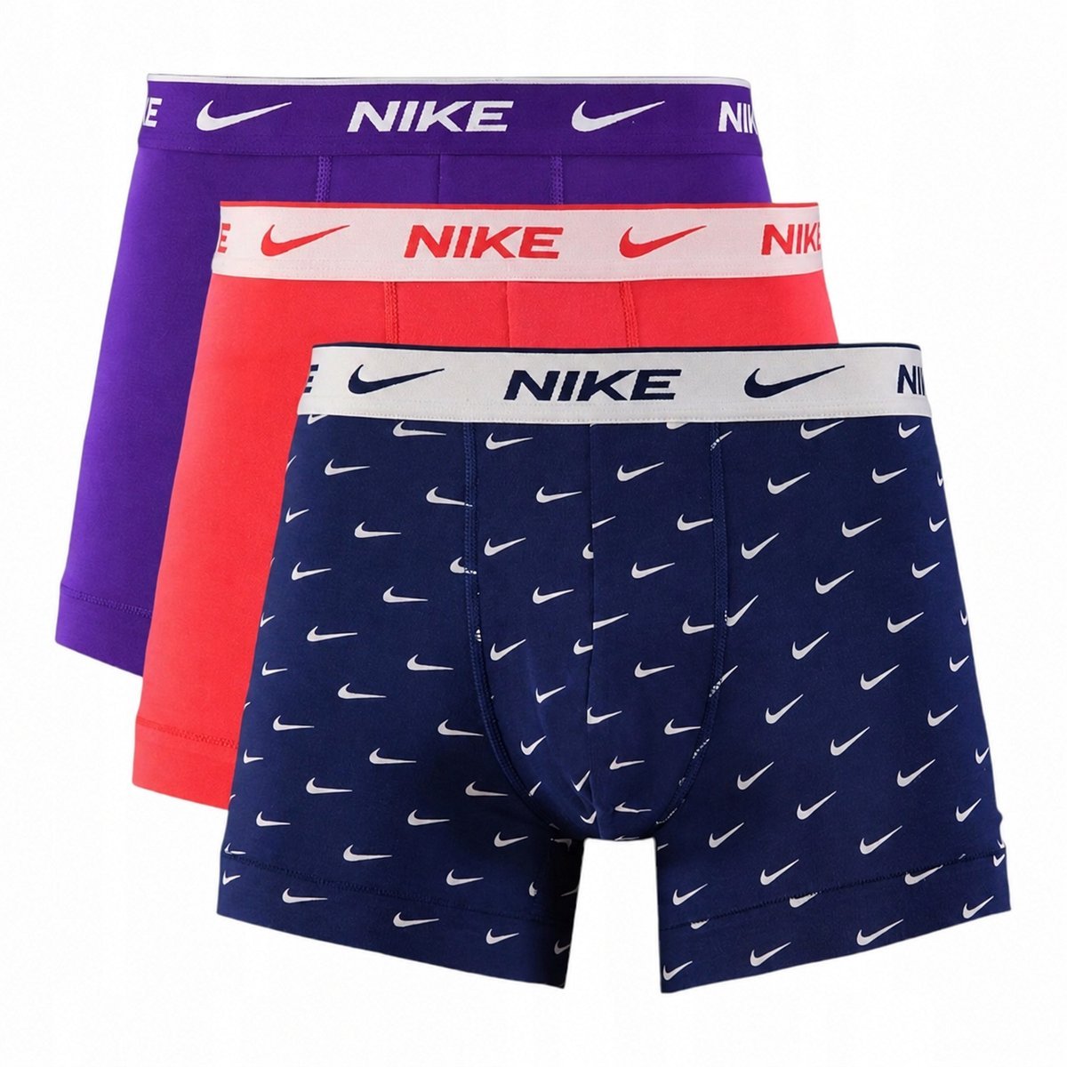 NIKE BOKSERKI MĘSKIE MAJTKI TRUNK 3PK GRANATOWE POMARAŃCZOWE FIOLETOWE r.L