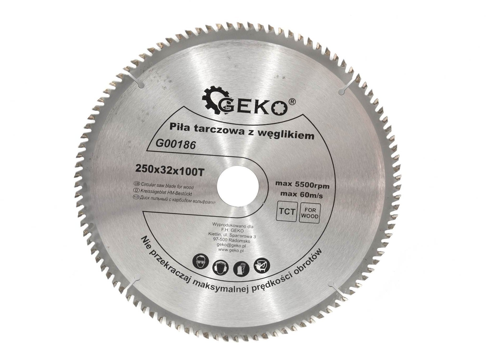 Geko Tarcza do drewna 250x32x80T + redukcja 25,4mm 25