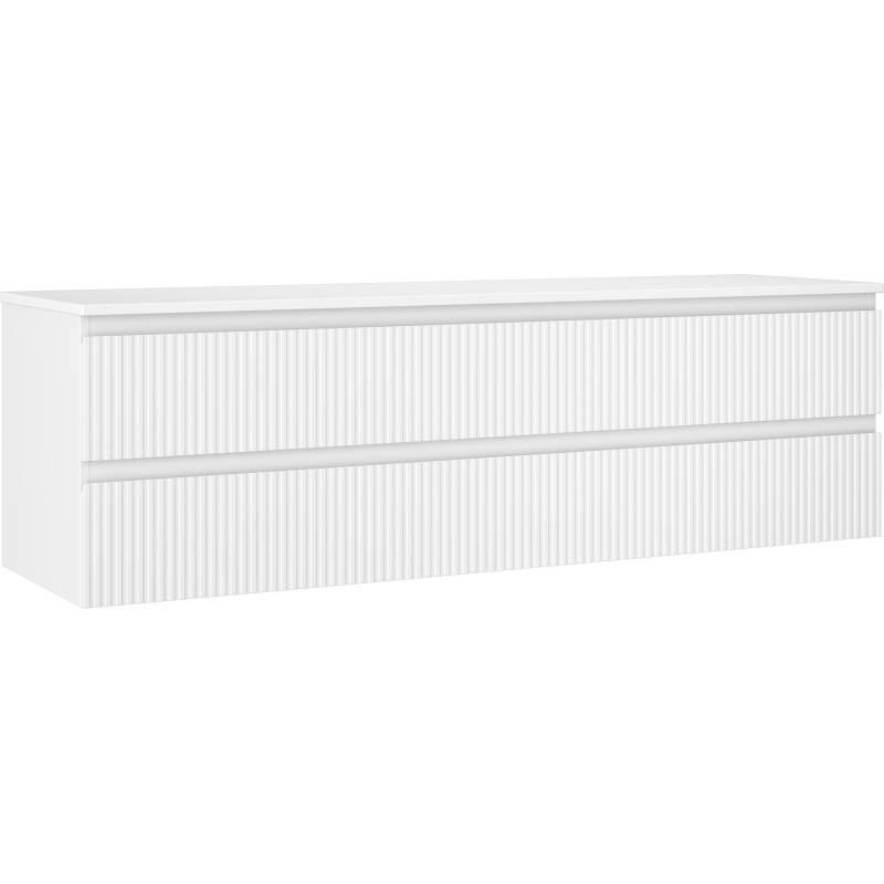 Mexen Rivel szafka łazienkowa podumywalkowa 160 cm z blatem, 2 szuflady, ryflowana , biała mat - 91A20-16047-2-BFFC01