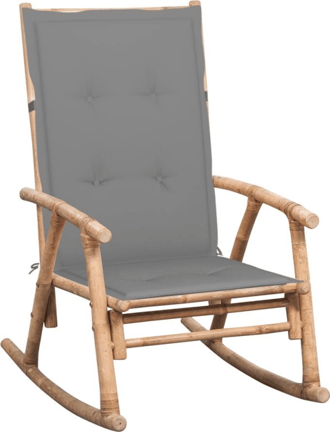 Elior Bujany fotel bambusowy z szarą poduszką - Bamsa