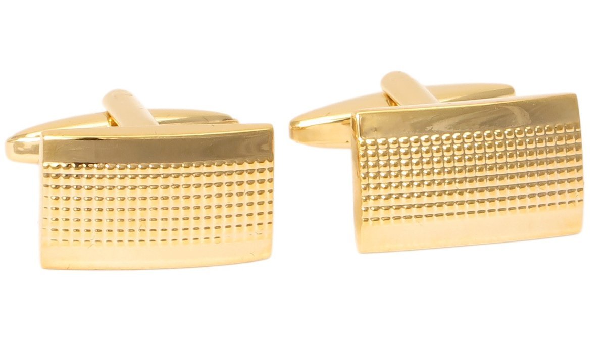 Złote strukturalne spinki do mankietów koszuli - A337