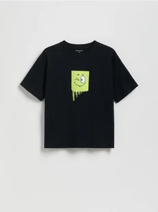 Reserved - Bawełniany t-shirt basic - czarny - Koszulki dla chłopców - miniaturka - grafika 1