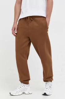 Spodnie męskie - Vans spodnie dresowe kolor brązowy gładkie - grafika 1