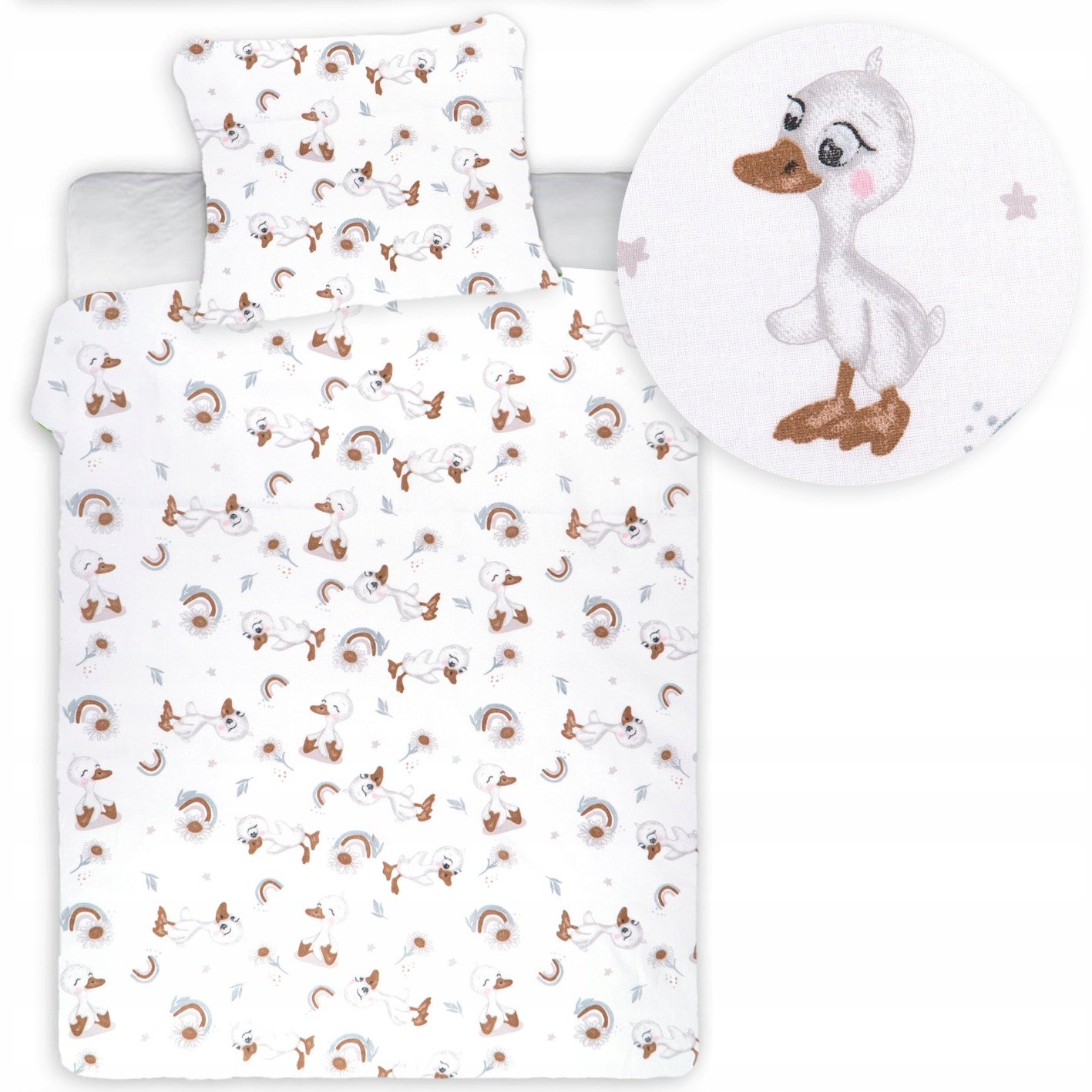 Pościel 120x180 cm dla dzieci poszewka 70x80 cm zwierzęta w gąski