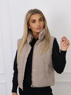 Kamizelki damskie - KAMIZELKA KRÓTKA PIKOWANA Z CYRKONIAMI-BEŻOWA - Olika - miniaturka - grafika 1