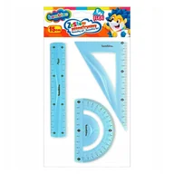 Przybory szkolne - Bambino Zestaw Geometryczny Szkolny Flexi Do Szkoły 3 El. Linijka 15cm Ekierka Kątomierz - miniaturka - grafika 1
