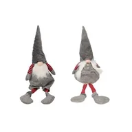 Ozdoby bożonarodzeniowe - Figurka tekstylna krasnal Pan Pani 27 x 18 x 80 cm szaro-czerwona mix - miniaturka - grafika 1