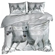 Pościel - Pościel 3D bawełna satyna 140x200cm BIAŁE KONIE - miniaturka - grafika 1