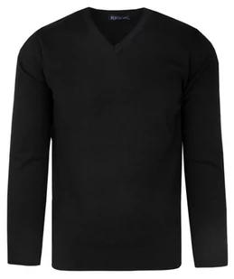 Elegancki Męski Sweter Polskiej Marki Rigon  V-neck (serek) - Czarny - Swetry męskie - miniaturka - grafika 1