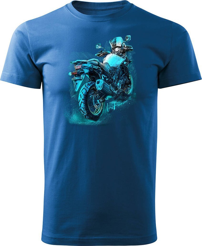 Topslang Koszulka z motocyklem na motor Suzuki V-strom Vstrom DL 650 XT męska niebieska REGULAR M