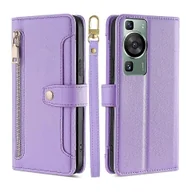 Etui i futerały do telefonów - Dla Huawei P60 / P60 Pro Sheep Texture Cross-body Zipper Wallet Skórzane etui na telefon Fioletowy - miniaturka - grafika 1