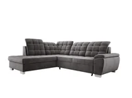 Narożniki - Przestronny narożnik LOTTA W łatwej w pielęgnacji tkaninie welurowej, Wymiary 258x212cm, Idealny dla rodzin, Z praktyczną podstawą do spania i nowoczesnym designem Układ po prawej stronie Kolor: CIEMNY SZARY - miniaturka - grafika 1