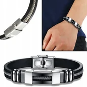 Bransolety męskie - MĘSKA SREBRNA BRANSOLETA BRANSOLETKA STAL SZLACHETNA 316L - miniaturka - grafika 1