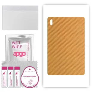 folia naklejka skórka strukturalna na TYŁ do Samsung Galaxy Tab S7 FE WiFi - Carbon Złoty - apgo SKINS - Akcesoria do tabletów i e-booków - miniaturka - grafika 1