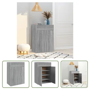 The Living Store Szafka na buty szara Sonoma 60x35x84 cm Materiał drewnopochodny - Szafki na buty The Living Store Szafka na buty szara Sonoma 60x35x84 cm Materiał drewnopochodny - Szafki na buty - miniaturka - grafika 1