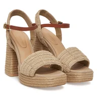 Espadryle damskie - Espadryle Tommy Hilfiger Rope Heel Platform Sandal FW0FW08425 Beżowy - miniaturka - grafika 1