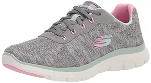 Skechers Damskie trampki Flex Appeal 4.0-Walk Wonderfu, Szara siatka miętowa różowa wykończenie, 37.5 EU - Trampki damskie - miniaturka - grafika 1