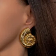 Kolczyki - kolczyki damskie ogromne przy uchu ślimak ze stali szlachetnej - miniaturka - grafika 1