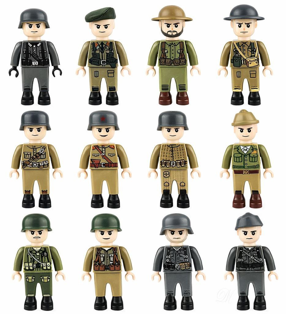 FIGURKI x12 WOJSKO 2005 policja klocki policja ludziki broń płytka karabin