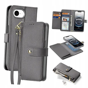 Etui skórzane Dux Ducis Lawa do iPhone 16e portfel magnetyczny szare - Portfele - miniaturka - grafika 1